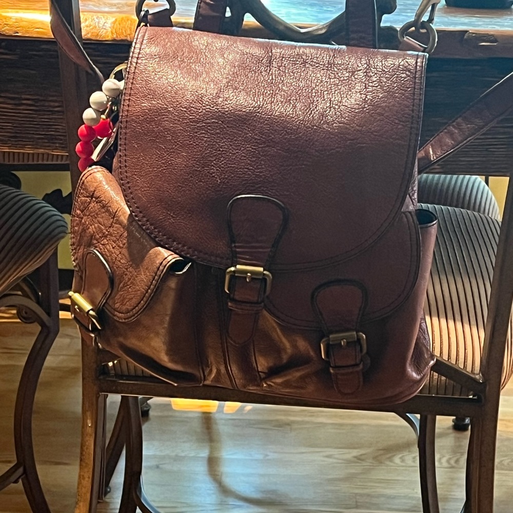 Backpack style purse and wallet, both Fossil, selling as a set for 120.00
